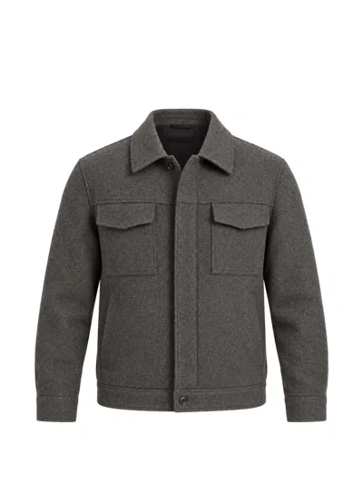 Manuel Ritz Flap-pocket Shirt Jacket In Grey