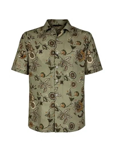 Manuel Ritz Floral-print Short-sleeve Shirt In Green