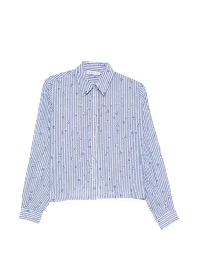 Manuel Ritz Floral-print Striped Shirt In Blue