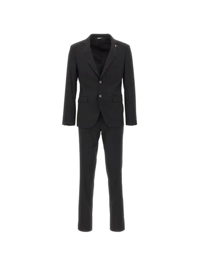Manuel Ritz Front-pocket Two-button Suit In Black