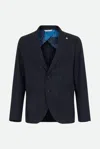 Manuel Ritz Blue Tartan Single Breasted Jacket In Marine