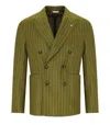 Manuel Ritz Green Pinstriped Double-breasted Jacket In Green