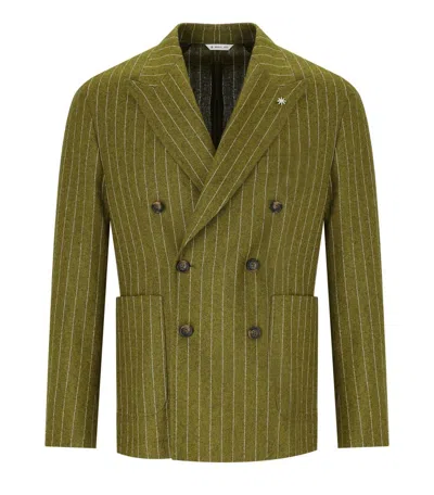 MANUEL RITZ MANUEL RITZ GREEN PINSTRIPED DOUBLE BREASTED JACKET