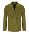 Manuel Ritz Green Pinstriped Double-breasted Jacket In Green