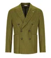 Manuel Ritz Green Pinstriped Double-breasted Jacket In Green