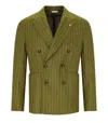 Manuel Ritz Green Pinstriped Double-breasted Jacket In Green