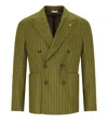Manuel Ritz Green Pinstriped Double-breasted Jacket In Green