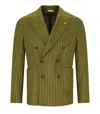 Manuel Ritz Green Pinstriped Double-breasted Jacket In Green