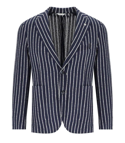 Manuel Ritz Gully Blue Pinstripe Single-breasted Jacket