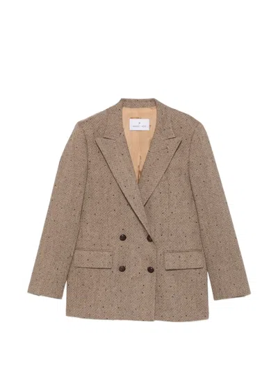 Manuel Ritz Herringbone Double-breasted Blazer In Multi