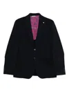 Manuel Ritz Herringbone-weave Single-breasted Blazer In Black