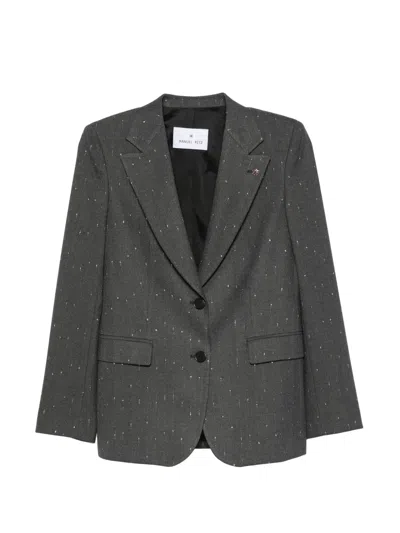 Manuel Ritz Herringbone-pattern Glitter-effect Blazer In Gray