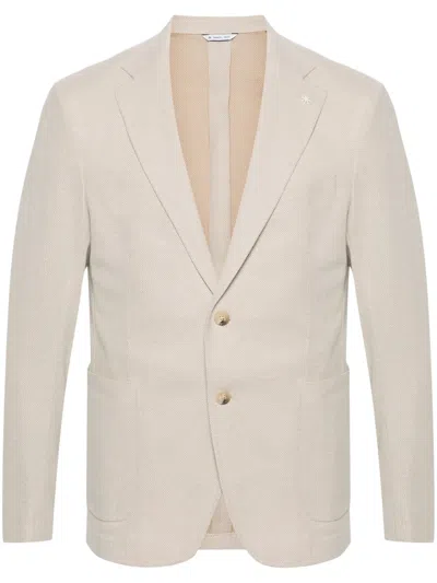 Manuel Ritz Honeycomb Single-breasted Blazer In 中性色