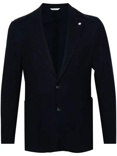 Manuel Ritz Honeycomb Single-breasted Blazer In Blue