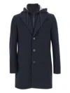 Manuel Ritz Hooded Button-up Coat In Blue