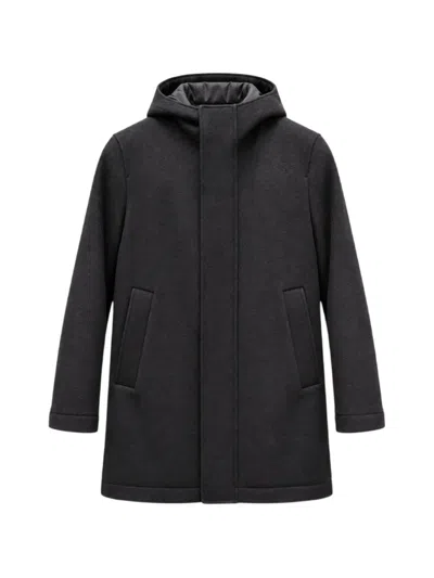 Manuel Ritz Hooded Concealed-fastening Coat In Black