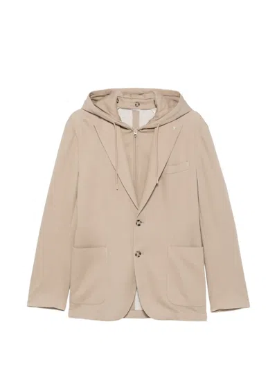 Manuel Ritz Hooded Jersey Blazer In 뉴트럴