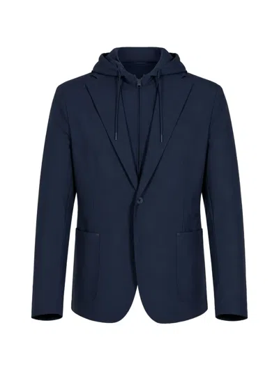 Manuel Ritz Hooded Single-breasted Jacket In Multi