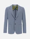 Manuel Ritz Viscose Stretch Houndstooth Blazer In Blue