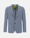 Manuel Ritz Viscose Stretch Houndstooth Blazer In Blue