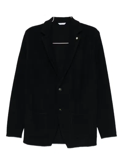 Manuel Ritz Knitted Blazer In Blue