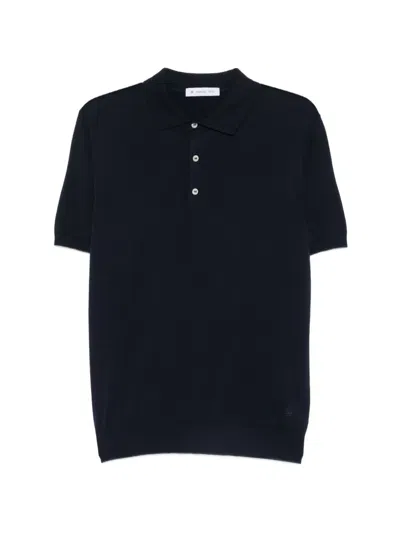 Manuel Ritz Knitted Cotton Polo Shirt In Black