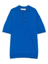 Manuel Ritz Knitted Polo Shirt In 蓝色