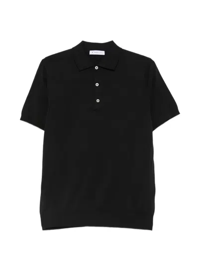 Manuel Ritz Knitted Polo Shirt In Black