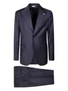 Manuel Ritz Lapel-pin Wool Suit In Blue