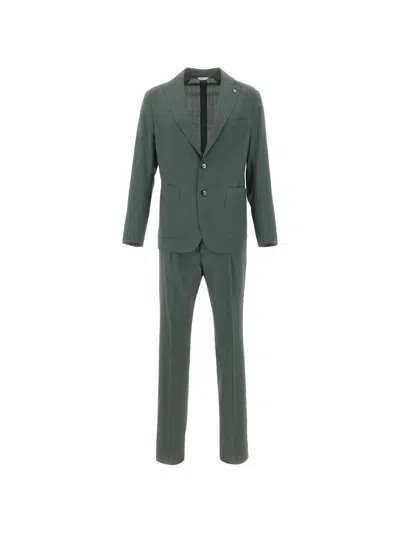 Manuel Ritz Lapel-pin Suit In Green