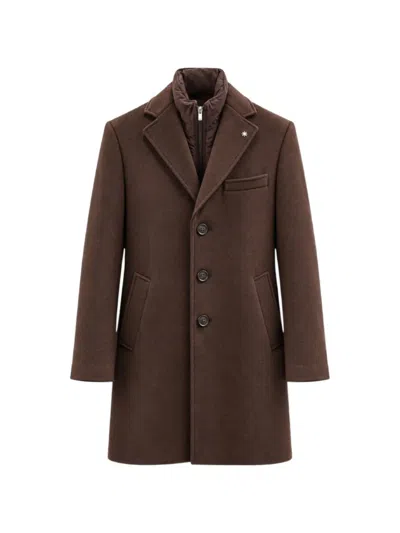 Manuel Ritz Layered Single-breasted Coat In Brown