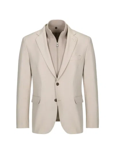 Manuel Ritz Layered Single-breasted Jacket In Neutral