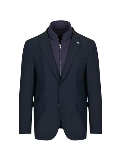 Manuel Ritz Layered-design Single-breasted Jacket In Blue