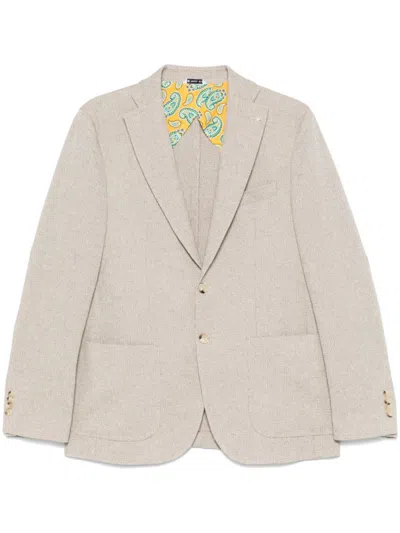 Manuel Ritz Light Brown Single Breasted Blazer In Neutral