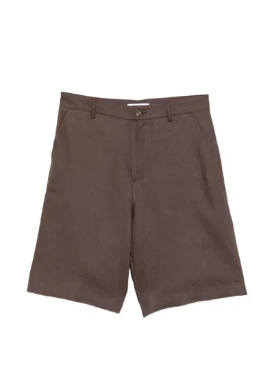 Manuel Ritz Linen Bermuda Shorts In Brown