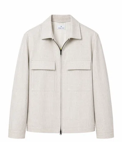 Manuel Ritz Linen Front Zip Classic Collar Jacket In Gray