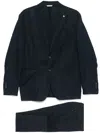 Manuel Ritz Tailored Navy Blue Two-piece Linen Suit In Blue