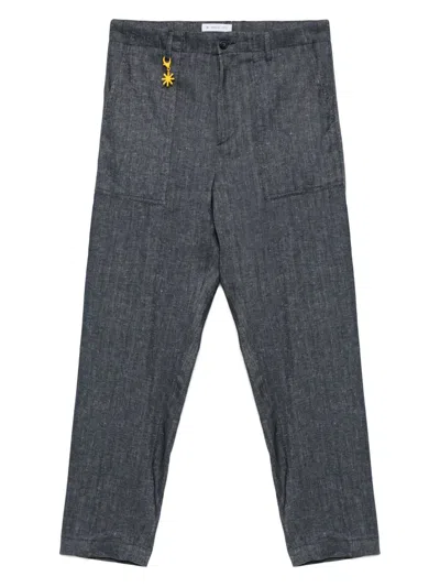 Manuel Ritz Logo-appliqué Trousers In Blue