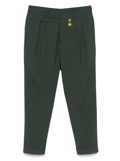 Manuel Ritz Logo-appliqué Trousers In Green