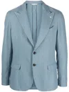 Manuel Ritz Logo-appliqué Twill Single-breasted Blazer In Blue