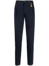Manuel Ritz Logo-charm Gabardine Skinny Trousers In Blue