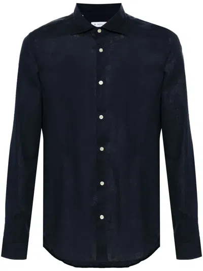 Manuel Ritz Logo-embroidered Long-sleeves Shirt In Blue