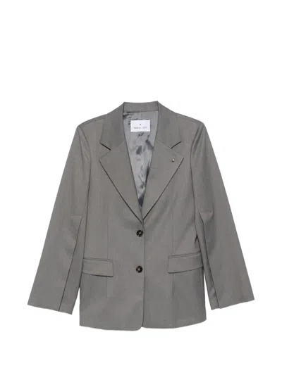 Manuel Ritz Logo-pin Belted Blazer In Gray