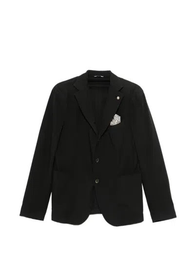 Manuel Ritz Logo-pin Single-breasted Blazer In Black