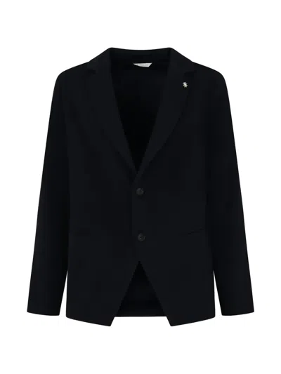Manuel Ritz Logo-pin Single-breasted Blazer In Blue