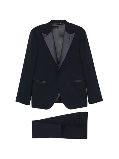 Manuel Ritz Long-sleeve Pocket Suit In Blue