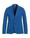 Manuel Ritz Man Blazer Azure Size 42 Organic Cotton, Linen, Elastane In Blue