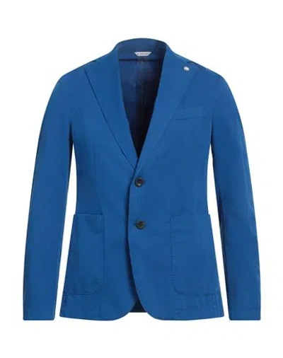 MANUEL RITZ MANUEL RITZ MAN BLAZER AZURE SIZE 42 ORGANIC COTTON, LINEN, ELASTANE