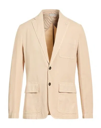 Manuel Ritz Man Blazer Beige Size 40 Cotton, Elastane In Brown