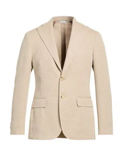 Manuel Ritz Man Blazer Beige Size 46 Cotton, Polyester In Nude